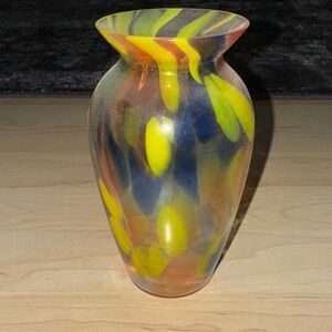 Colorful Glass Vase with Abstract Design